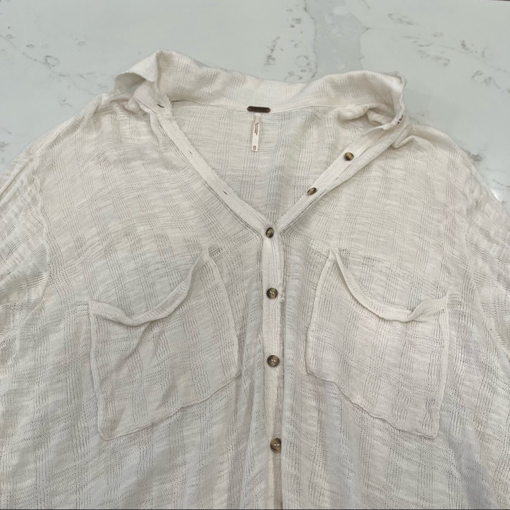 Free People cream long sleeve button down top - Picture 11 of 14